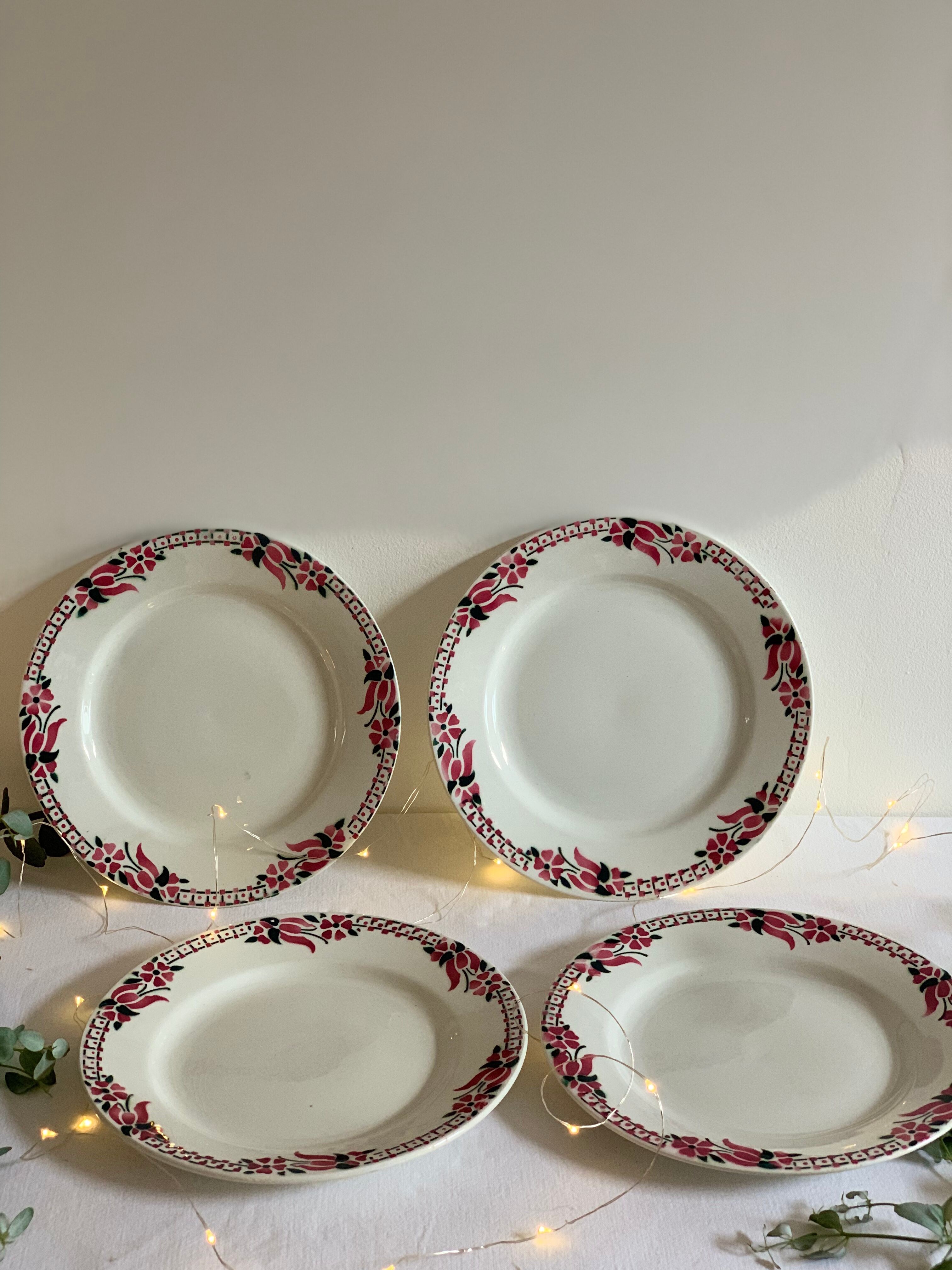 4 céranord plates with flowers