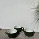 3 dark green bistro tea cups from Caen