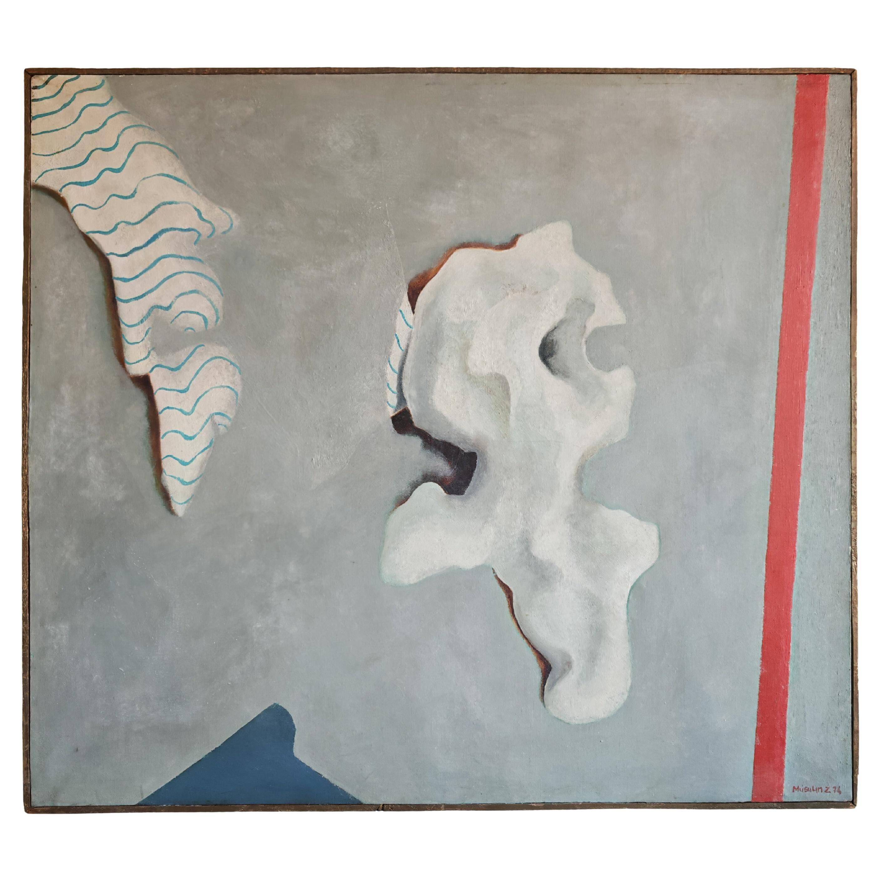 Abstract modernist oil painting by Zvonko Musulin 1974