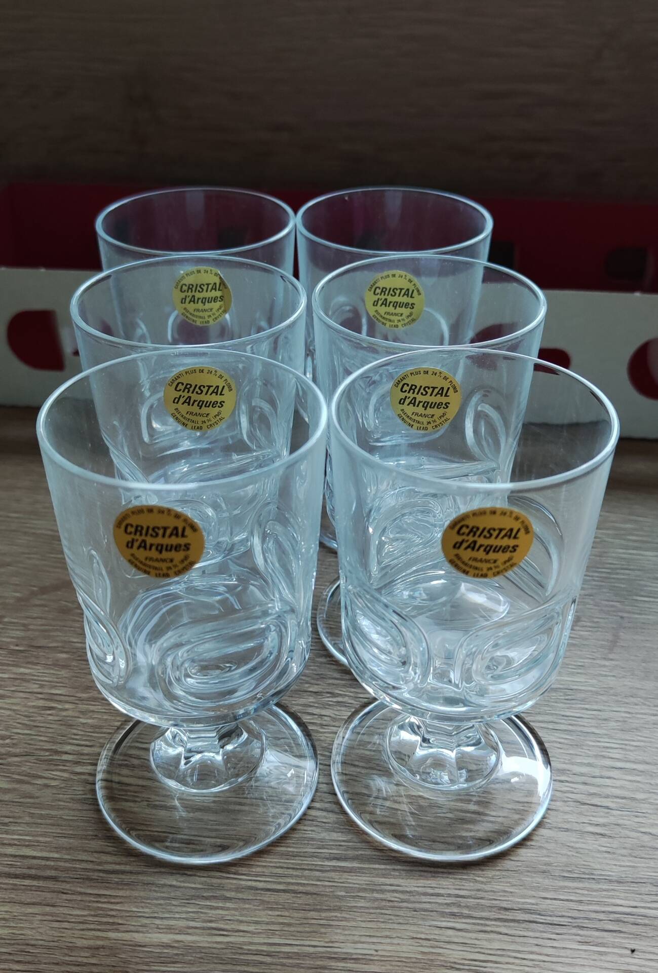 6 petits verres en cristal trempé d'environ 10 cl