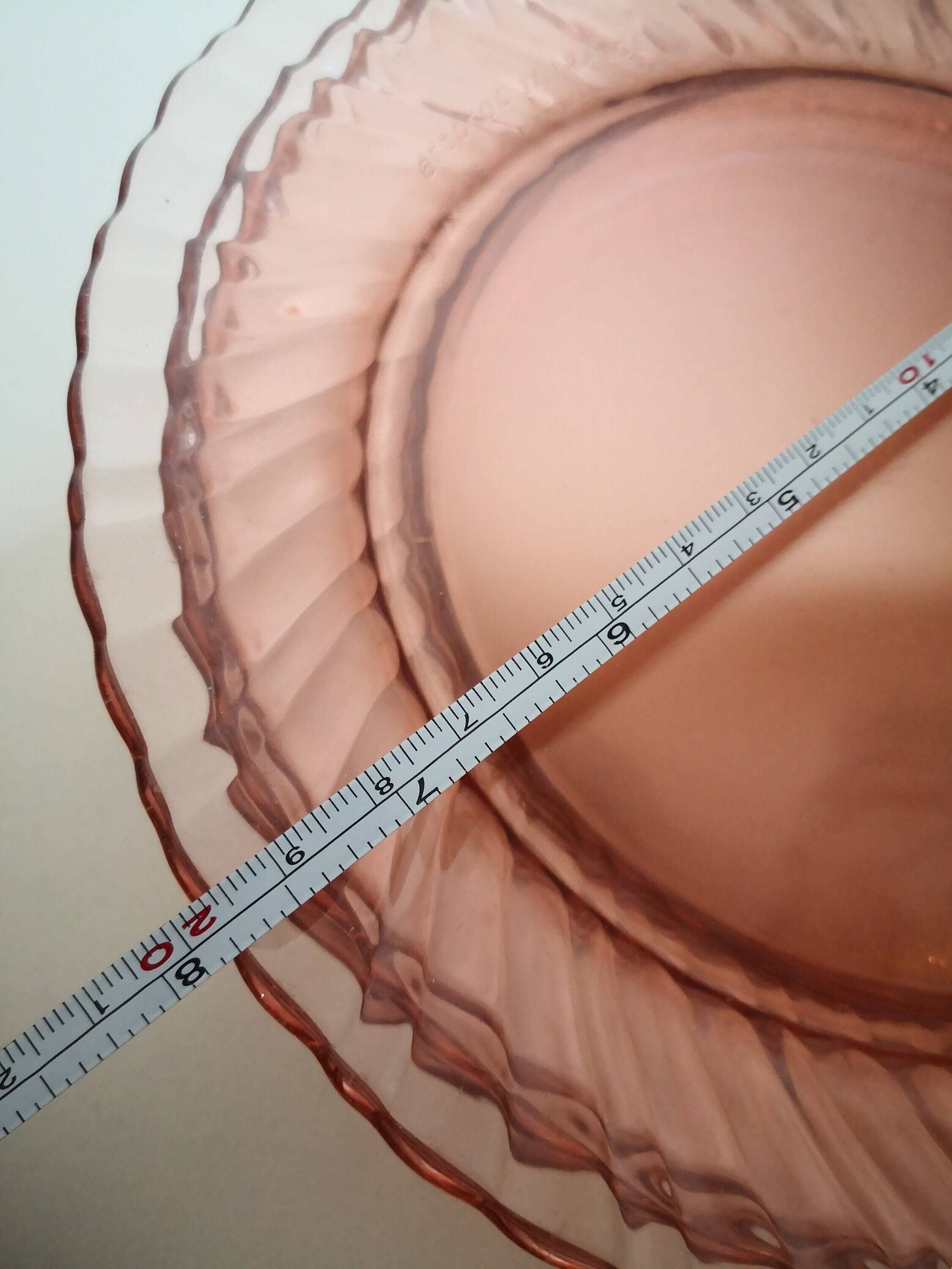 set of 6 Rosaline dessert plates in pink swirl glass