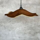 Medium pendant light in corrugated teak leaf (Medium D:50 H:20)