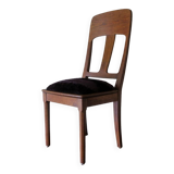 Art nouveau side chair in oak and purple velvet, 1900