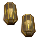 Wooden Brass Sconces Set of 2