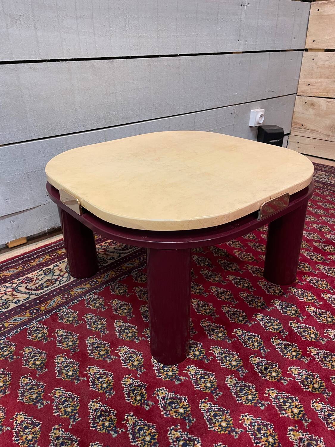 Coffee table end of sofa travertine design Roche Bobois