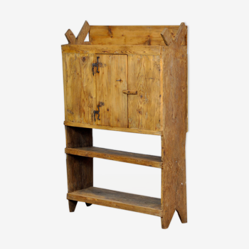 Antique primitive moldavian pine country farmhouse cabinet , circa 1850