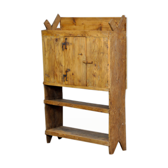 Antique primitive moldavian pine country farmhouse cabinet , circa 1850