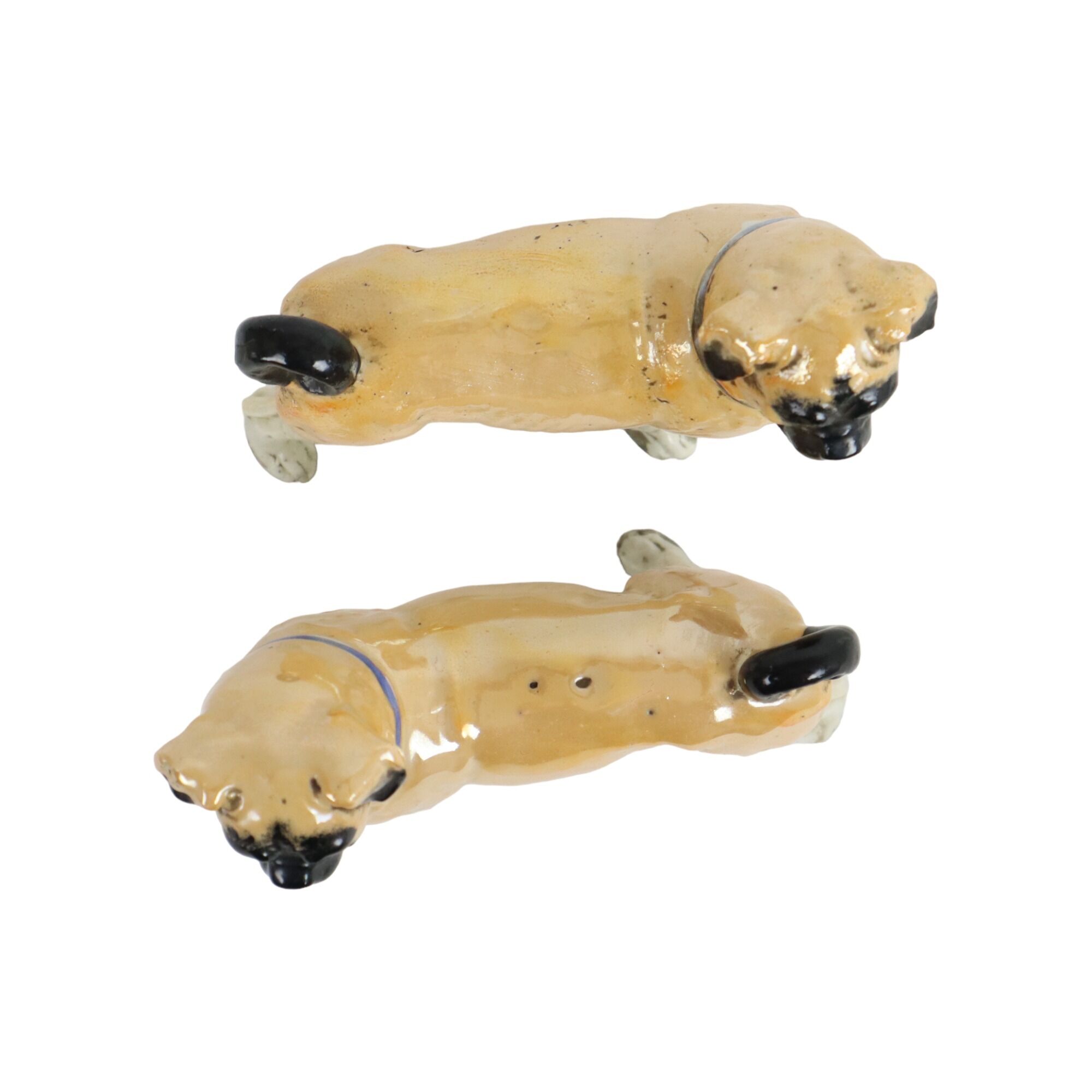 Antique Couple Porcelain Pug Statue Sculpture Art Nouveau 1920