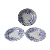 Lot de 3 assiettes à dessert Terre de Fer U&C Sarreguemines modèle "Rubia" fin XIXème