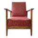 Vintage reclining armchair Retro in wood and red fabric