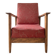 Vintage reclining armchair Retro in wood and red fabric