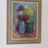 Swedish Mid-Century Oil On Canvas Painting" Still Life " --Vintage & Framed