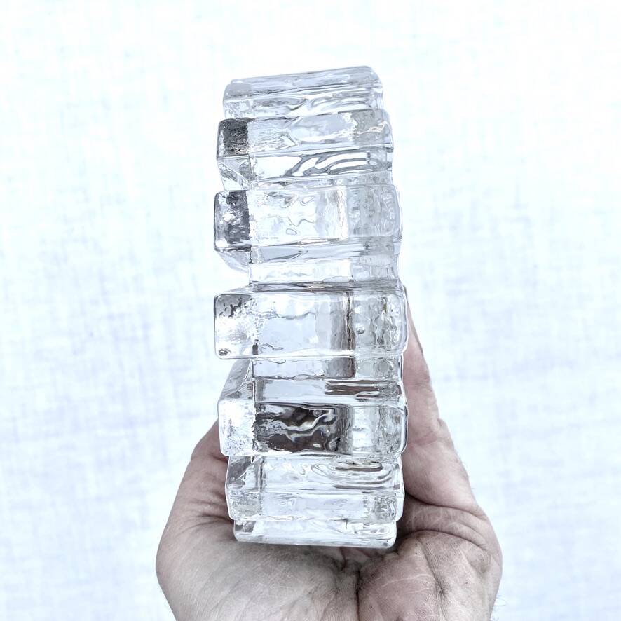 Glass ashtray with ICE pattern by Pukeberg, Swedish design, Scandinavian.