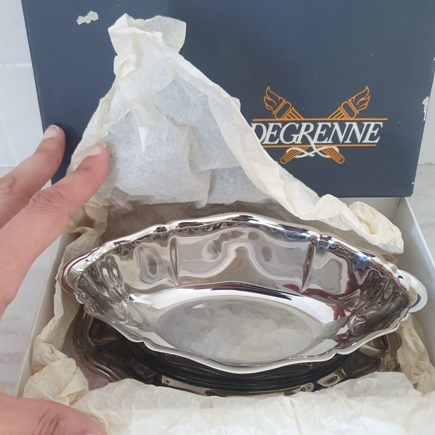 Guy Degrenne 18/10 stainless steel sauceboat, Régence collection