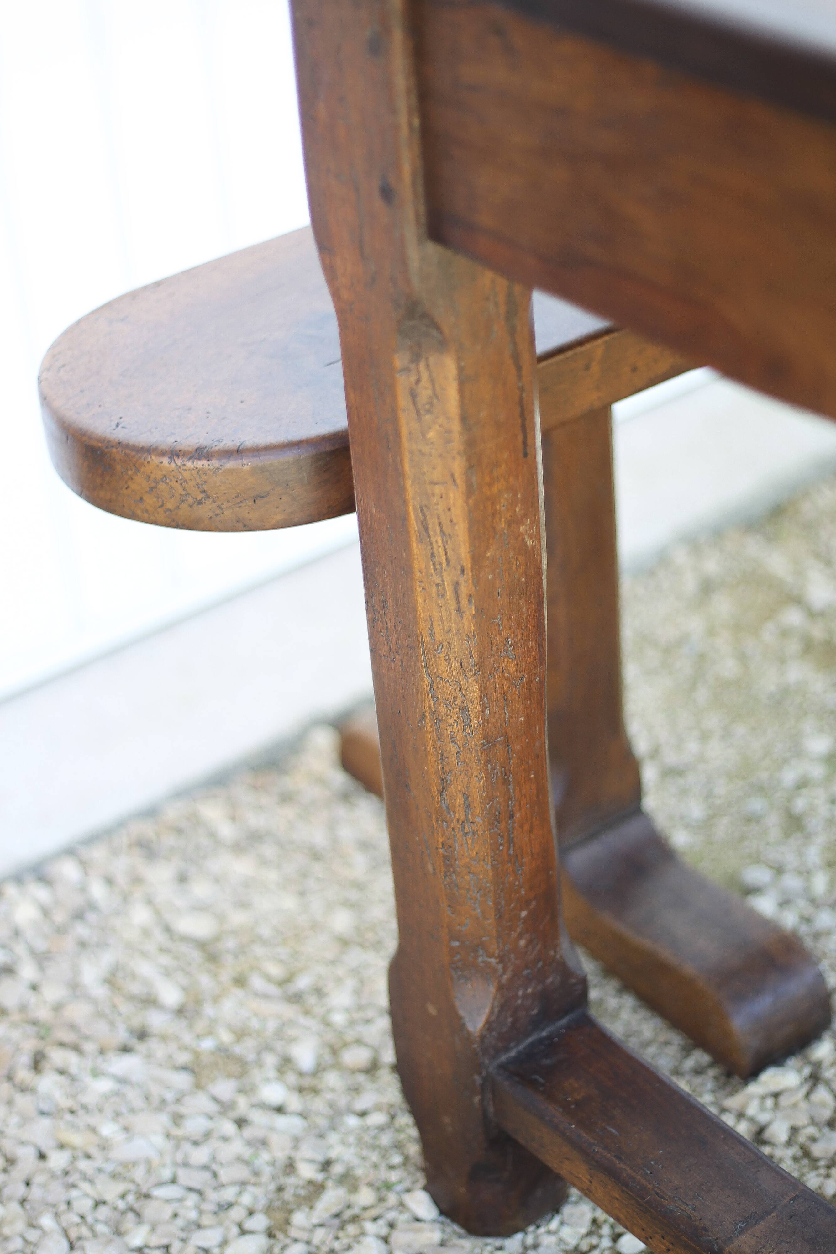 Farmhouse table and two benches, antique wooden farmhouse table, living room furniture, country style, chalet style, decor