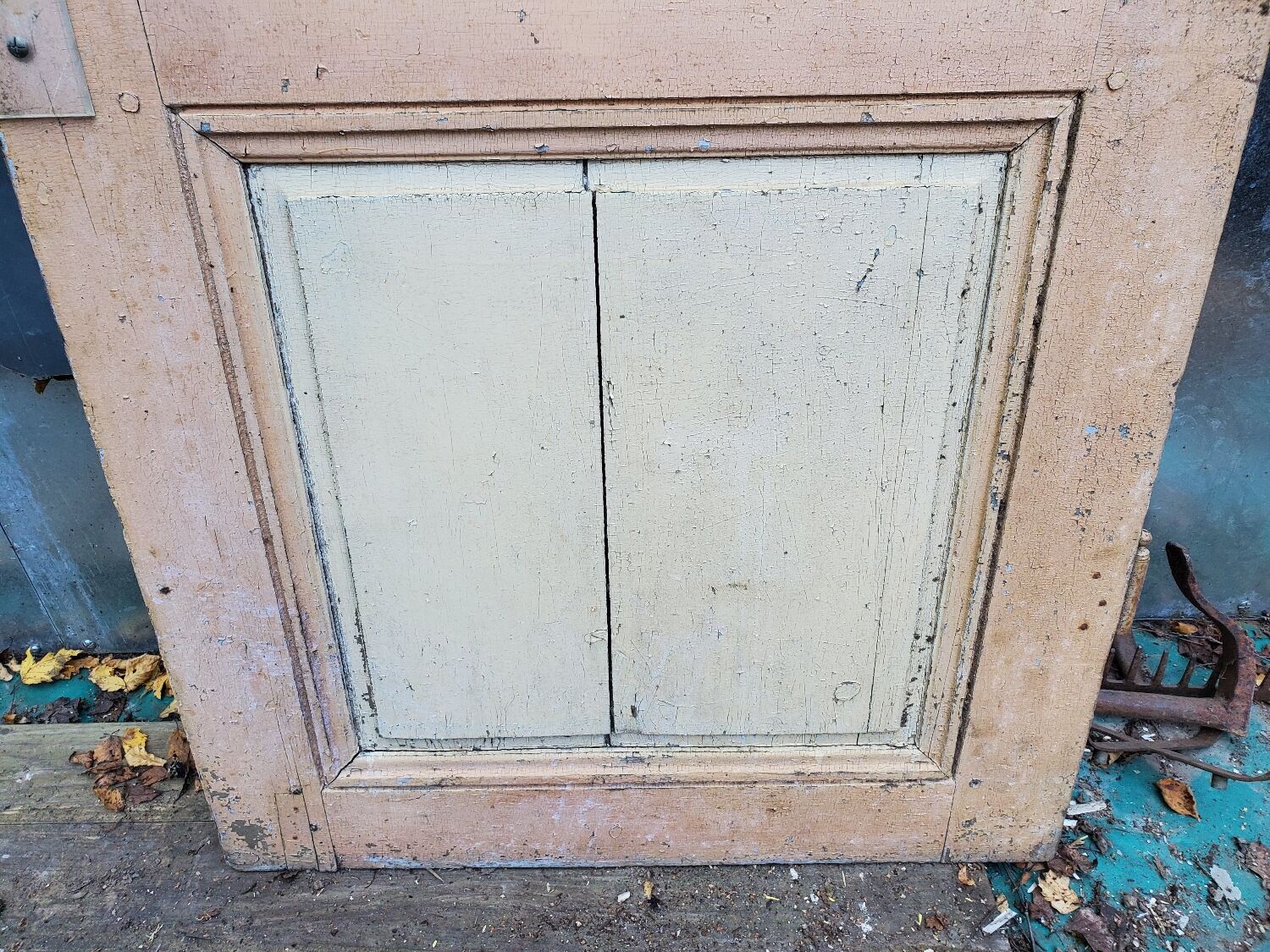 Old fir glass door