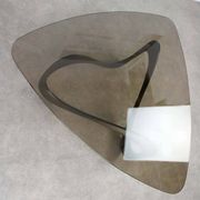 Italian Organic "Snake" Wooden and Smoked Glass Coffee Table, 1960s