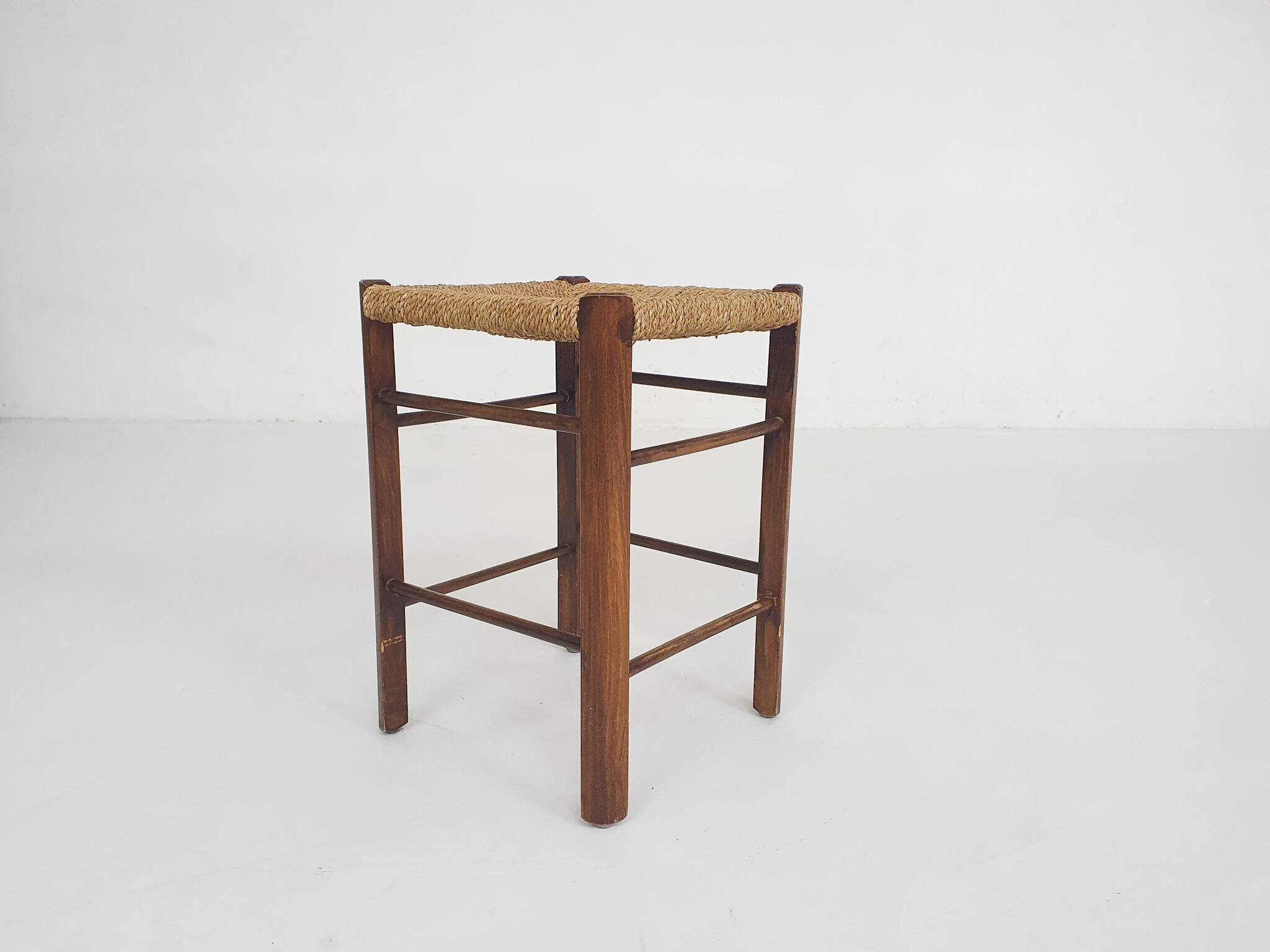 Small rattan bar stool, The Netherlands 1950's