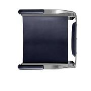 Wanderlust bar stools with backrest, blue and metal.