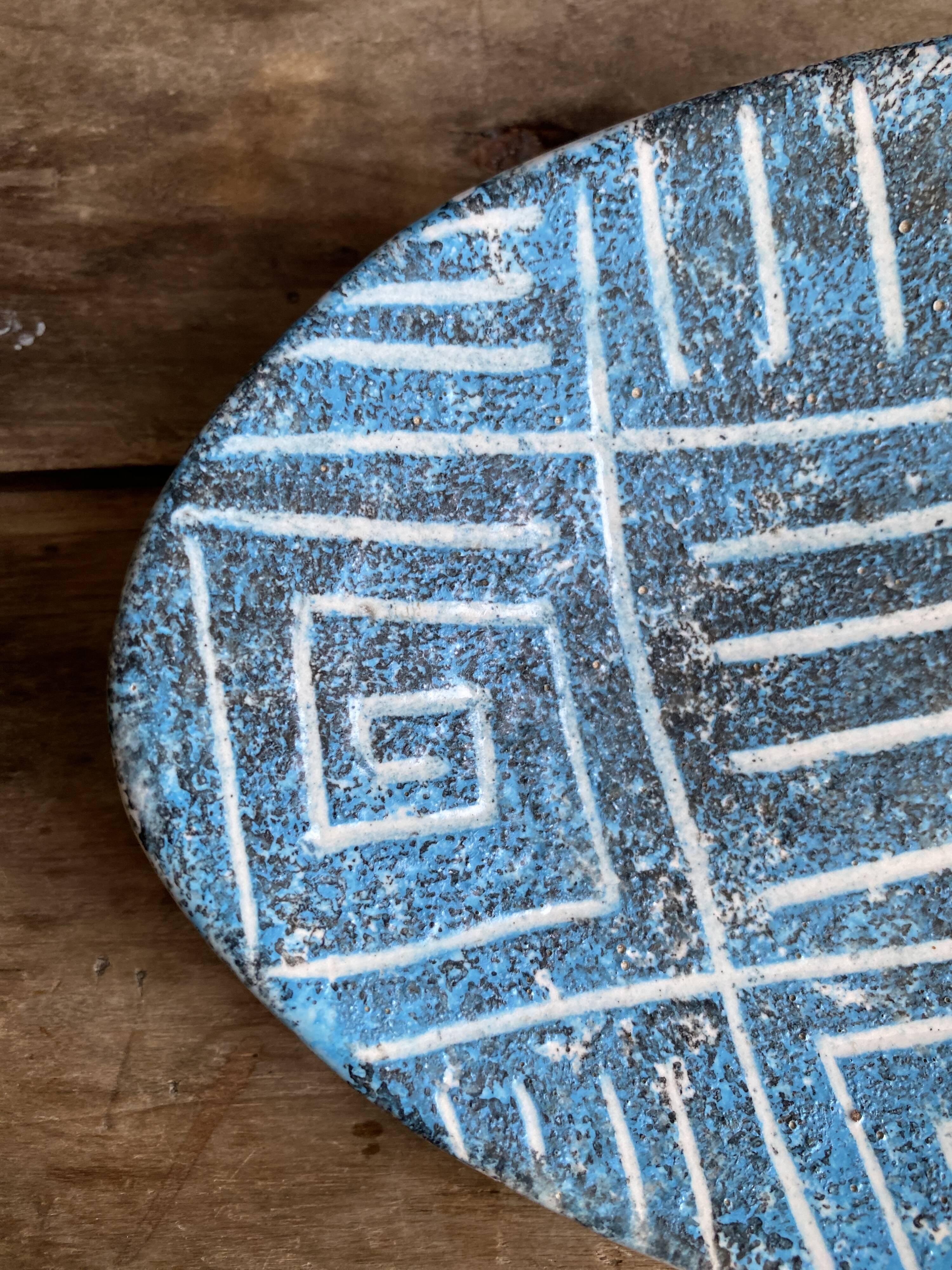 Vallauris Vintage Catchall – Palette Shape – Blue & White – 1950s/60s