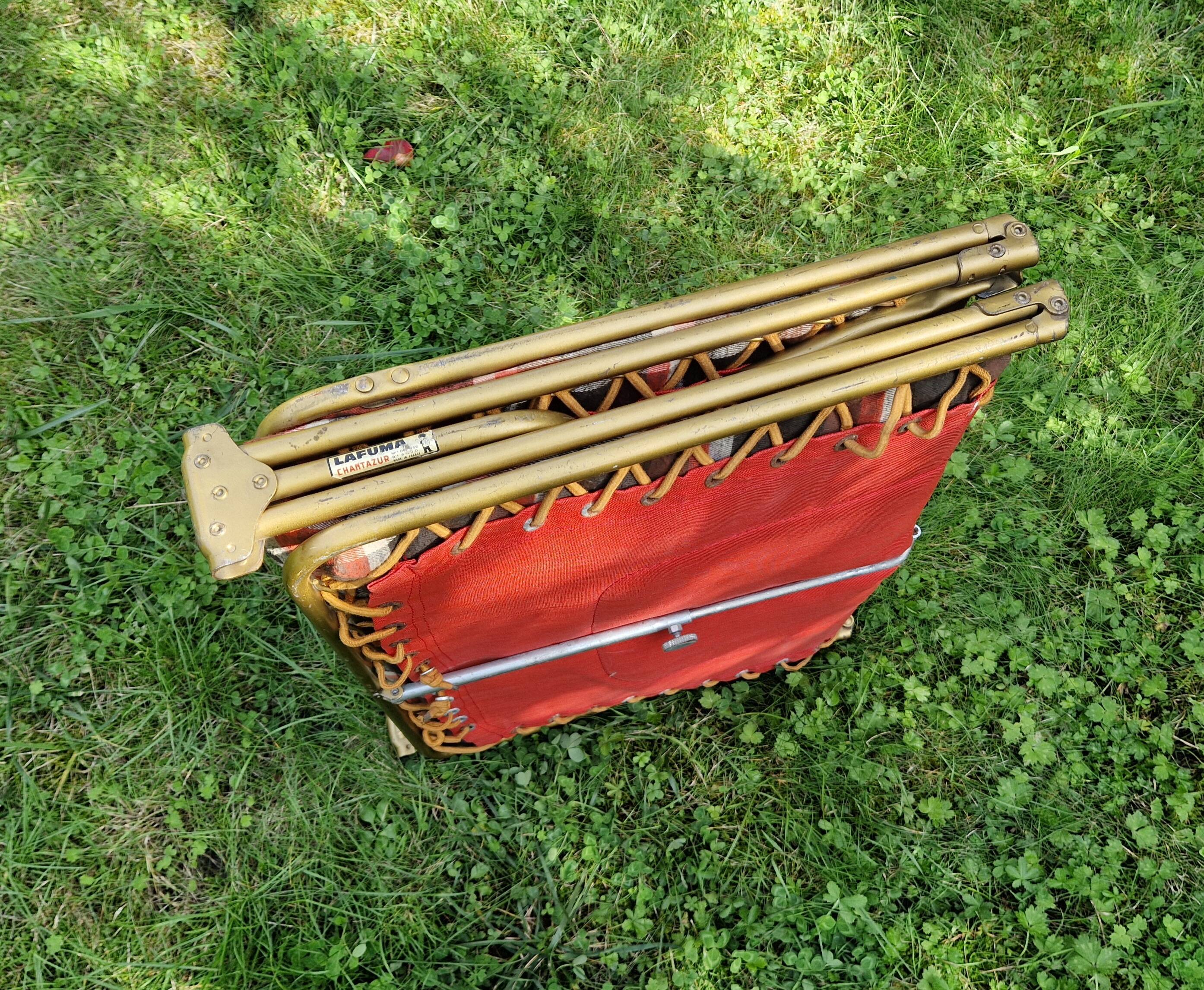 Extra bed, quilted sun lounger, Lafuma vintage 1970