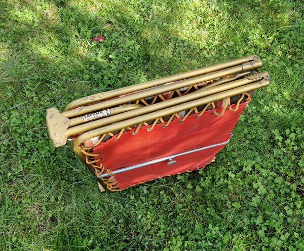 Lit d'appoint, bain de soleil matelassé, Lafuma vintage 1970