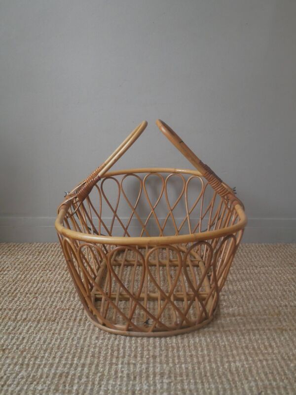 Couffin rotin osier bambou nacelle vintage fabrication artisanale décoration bohème boho scandinave