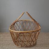 Rattan wicker bamboo basket vintage nacelle handcrafted Scandinavian bohemian boho decoration