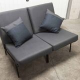 Airborne double bench seat restored foam and new fabrics + 2 matching cushions