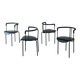 4 postmodern black leather armchairs from Cidue, Italy, 1990s