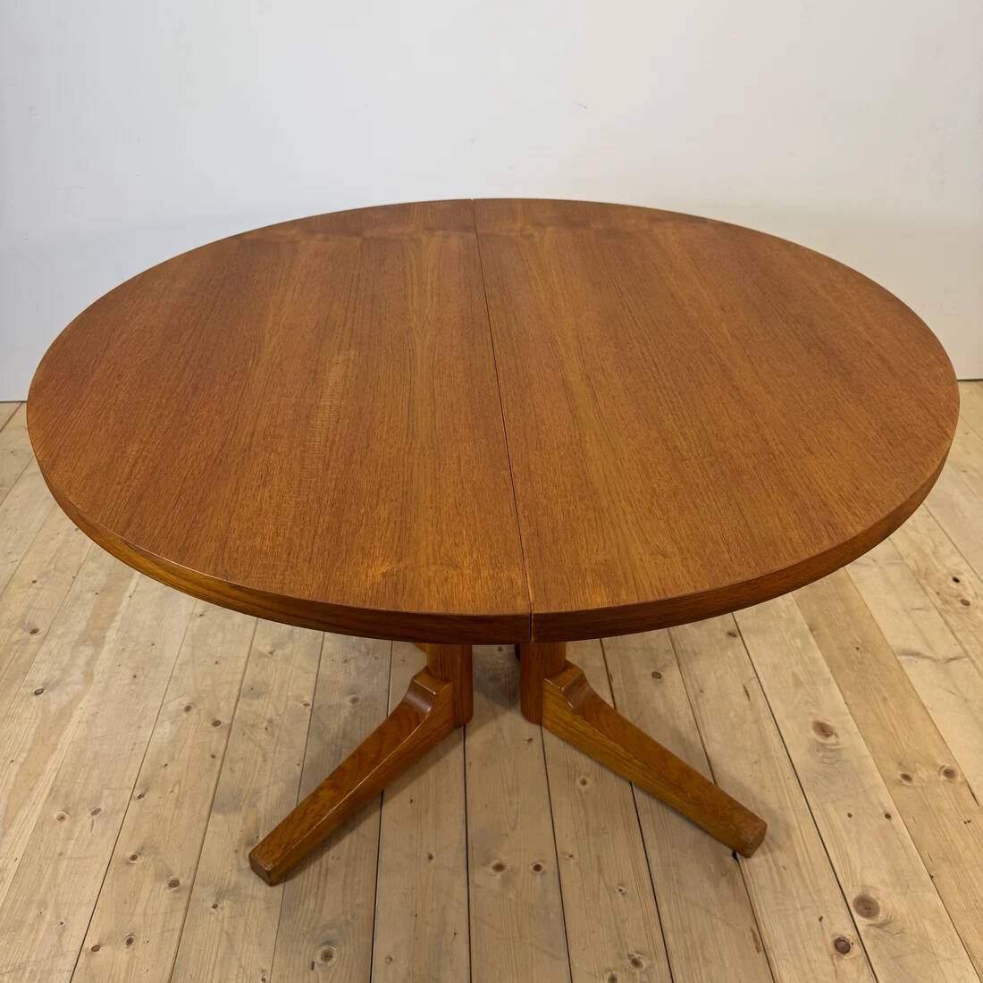 Table à manger rond extensible en teck, Danemark 1960
