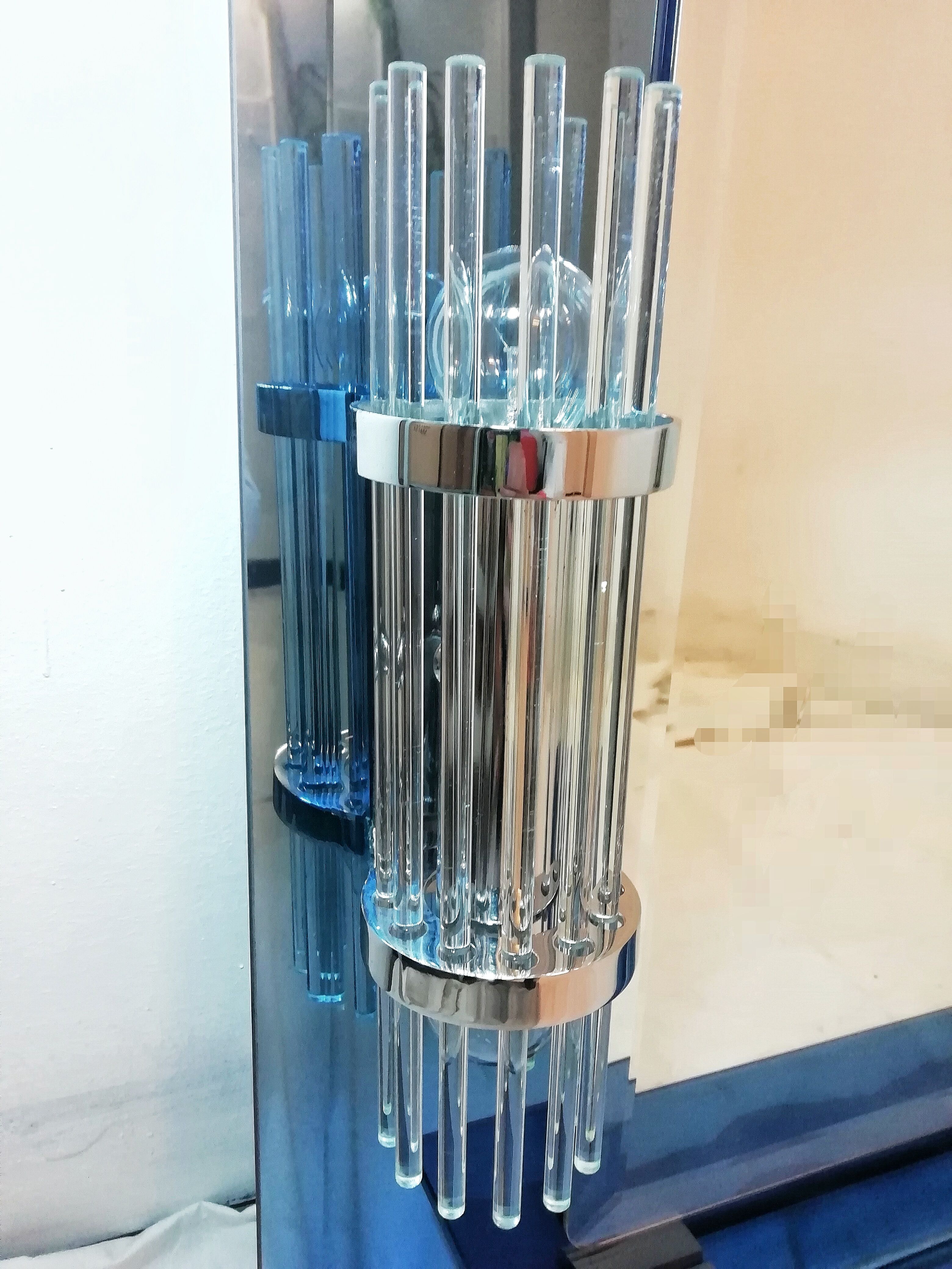 Miroir bleu de bain en verre