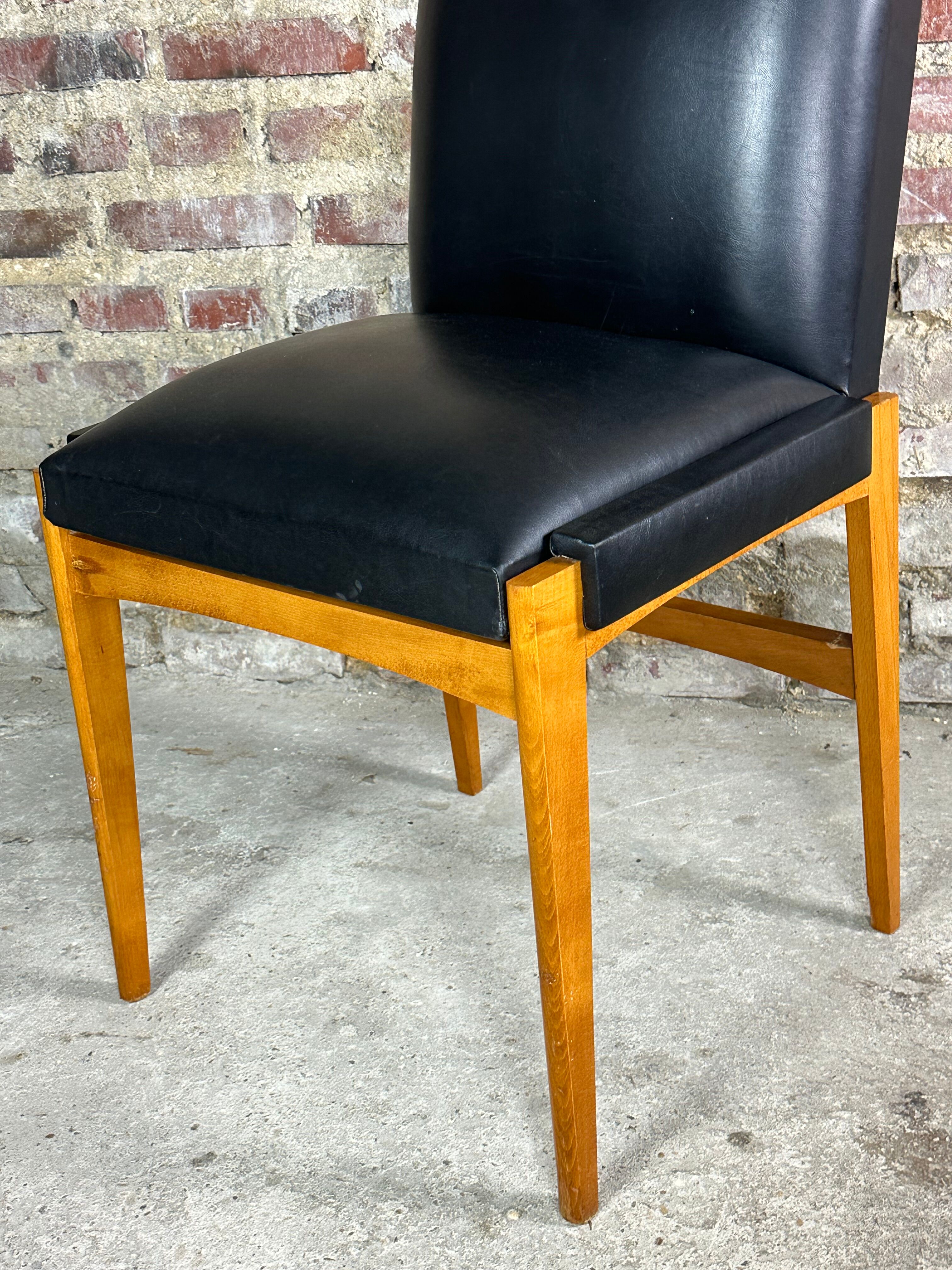 Armchair with vintage system 1950 in wood and imitation