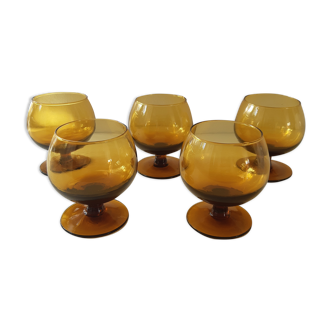 Vintage amber cognac glasses