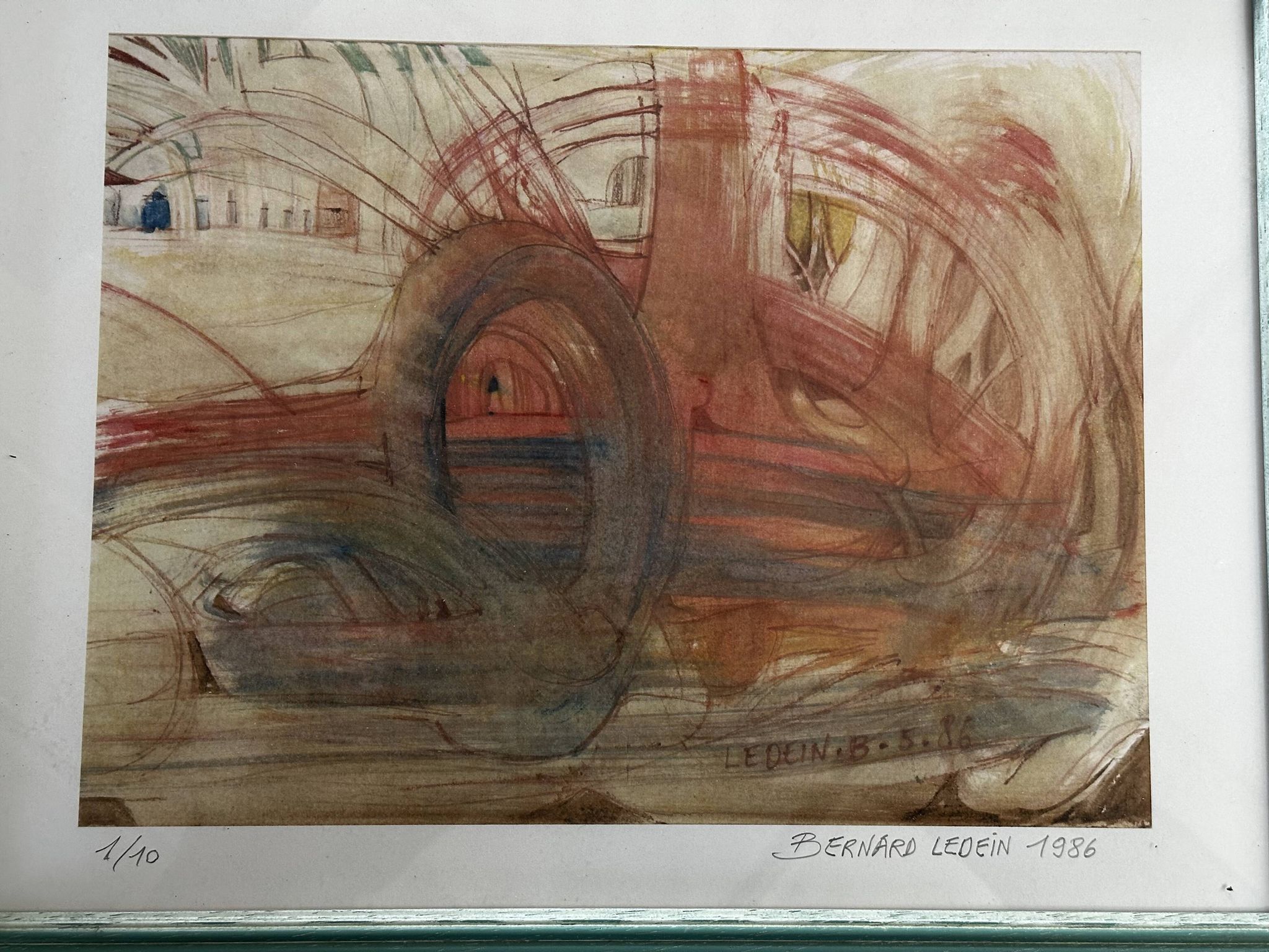 Lithographie 1/10 signée Bernard Ledein, 1986