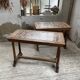 Set of two bistro tables in walnut and tiling from 1890.