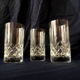 Set of 3 cross-cut crystal liqueur glasses