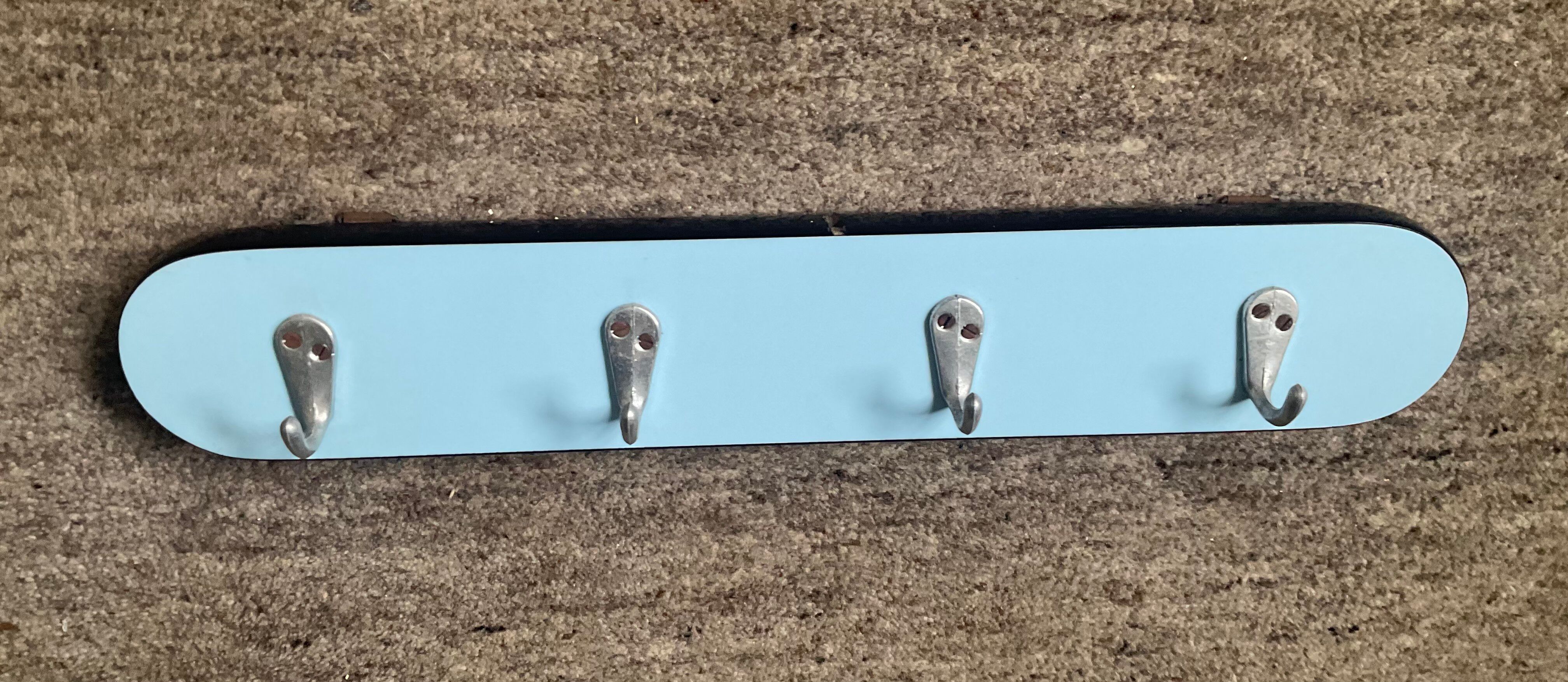 1960s towel rack in blue Formica