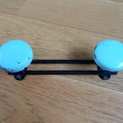 Wall coat rack with 2 vintage hooks from the 60s and 70s