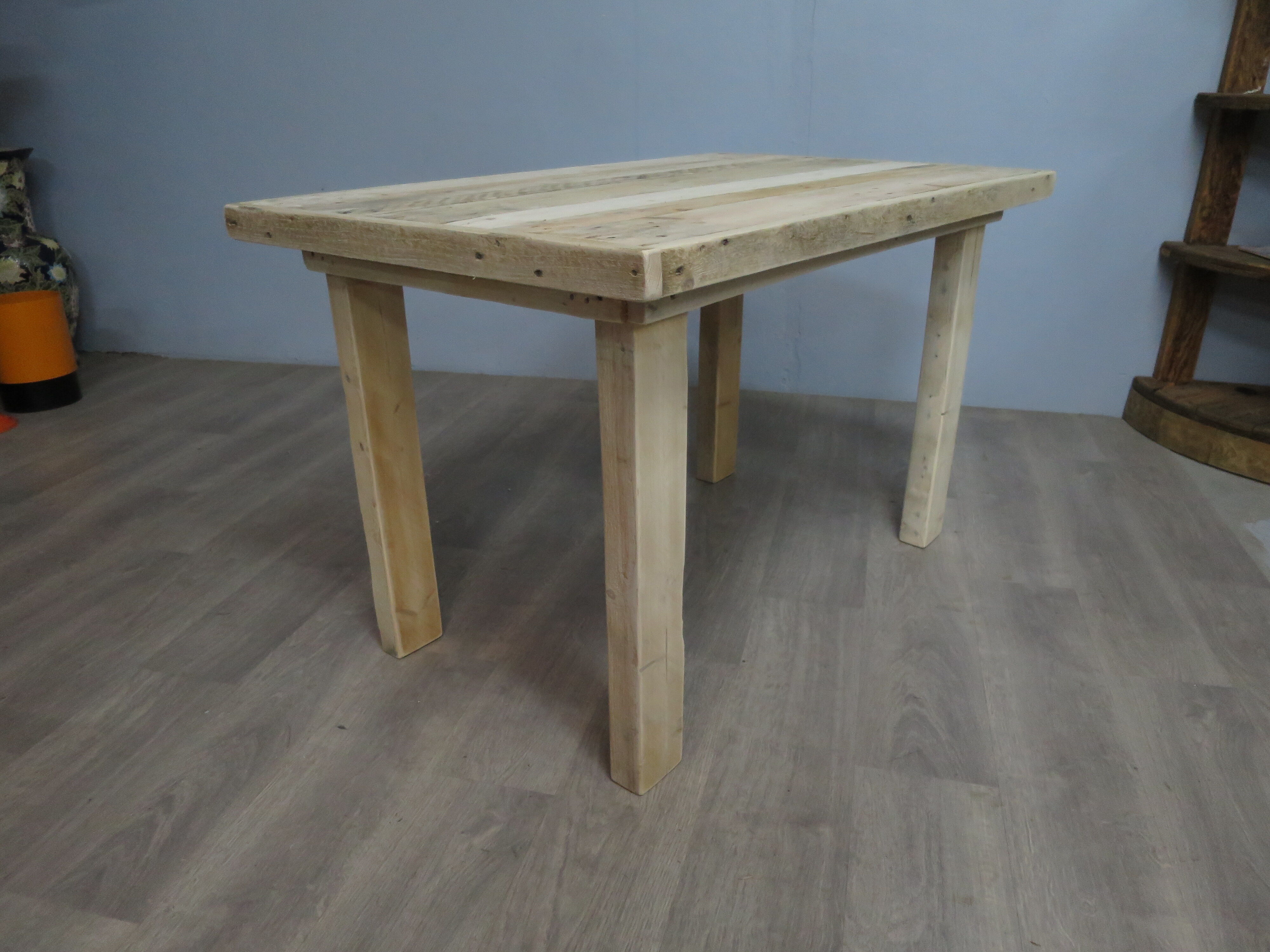 Raw farmhouse table in solid wood