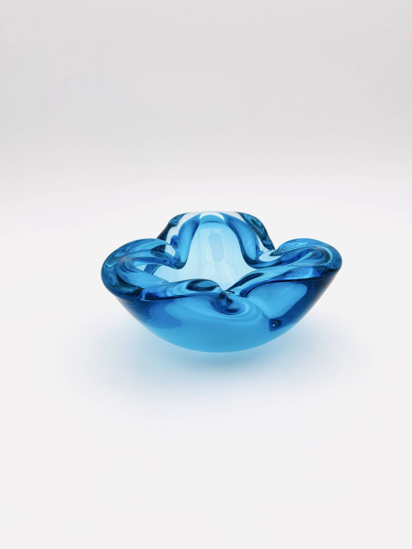 Murano Glass Pocket Vase Flavio Poli Sommerso Blue Aquamarine
