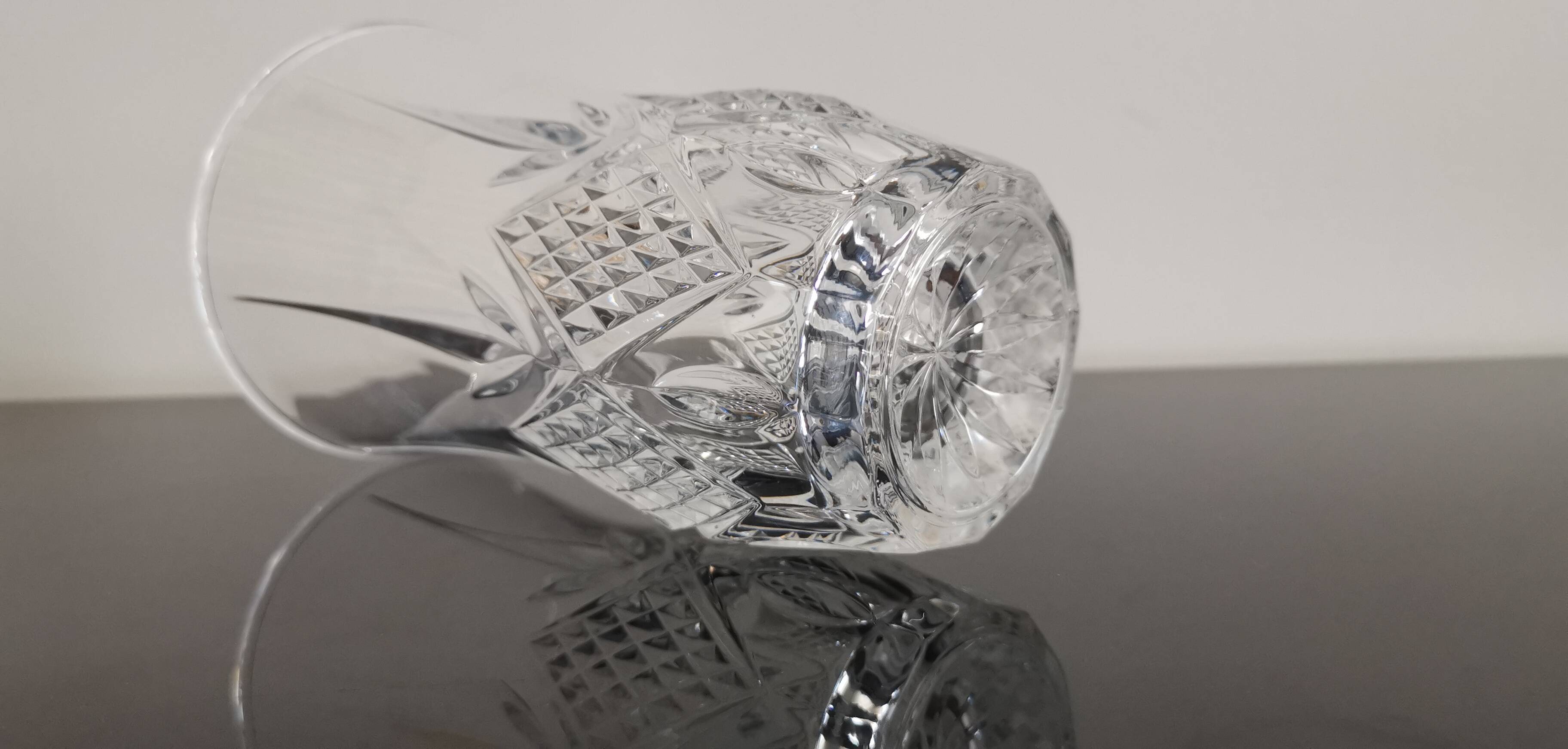 Lorraine cast crystal cylindrical vase with flared neck