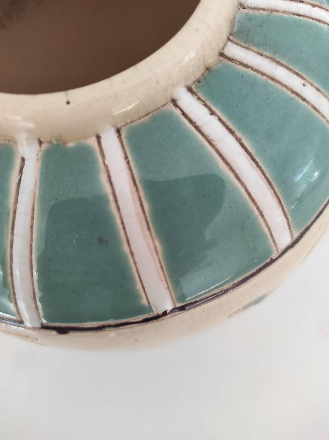 Vase boule céramique cloisonnée décor canards sauvages