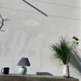 Ceramic pleated ball lamp in sky blue