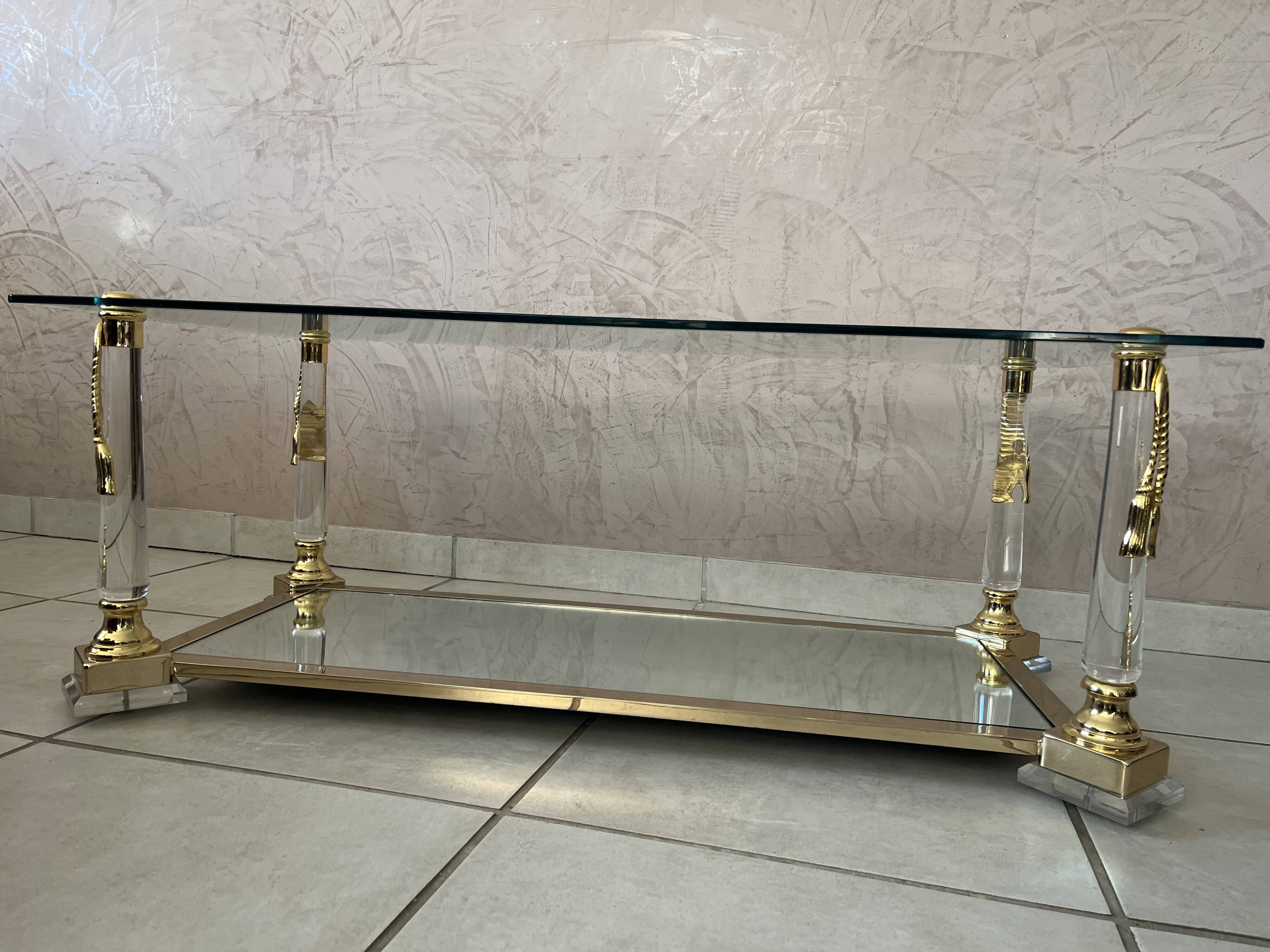 Hollywood Regency Glass Coffee Table