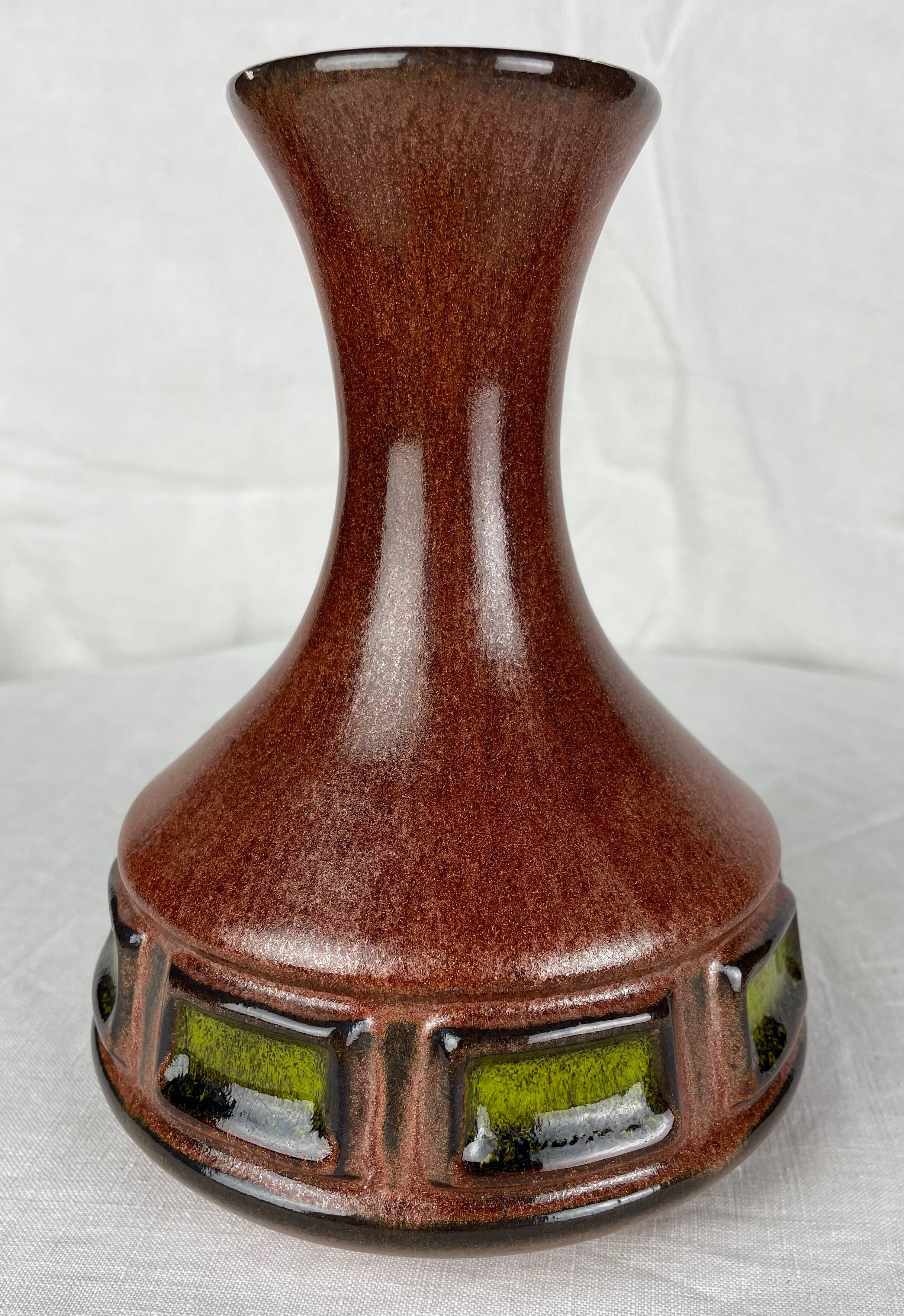 Vase made in Denmark brown and green