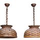 Pair of rattan ceiling lights
