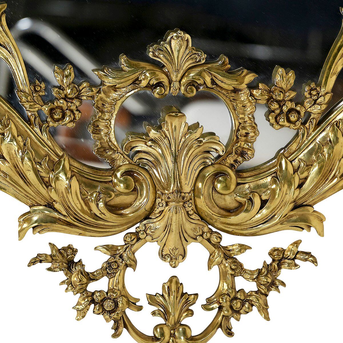 Vintage French brass wall mirror, 1960s