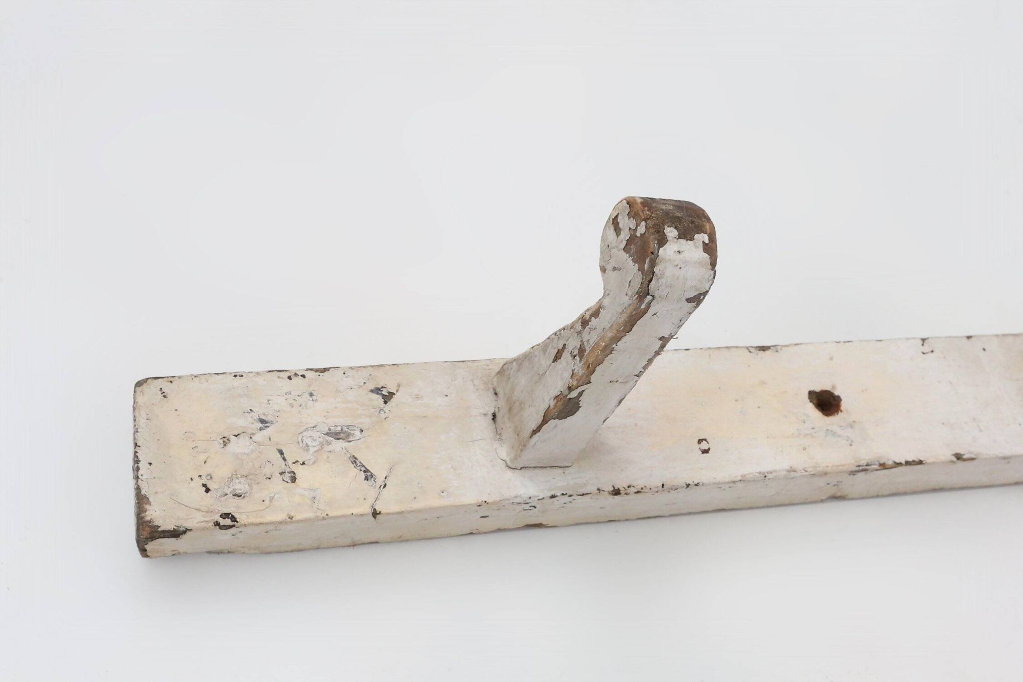Industrial White Wall Mounted Coat Rack in Wood, Belgium, 1920s