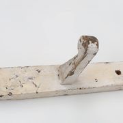 Industrial White Wall Mounted Coat Rack in Wood, Belgium, 1920s